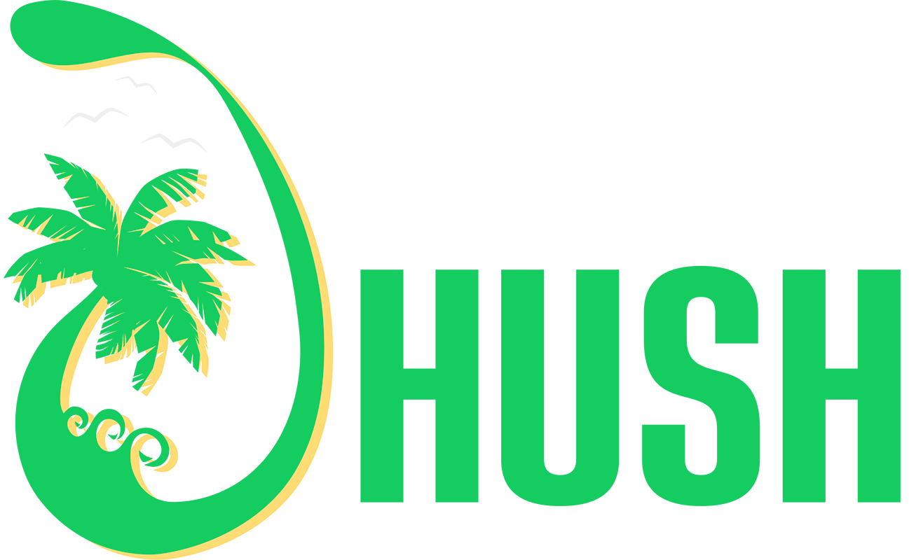 Ceylon Hush logo - emarald green white text